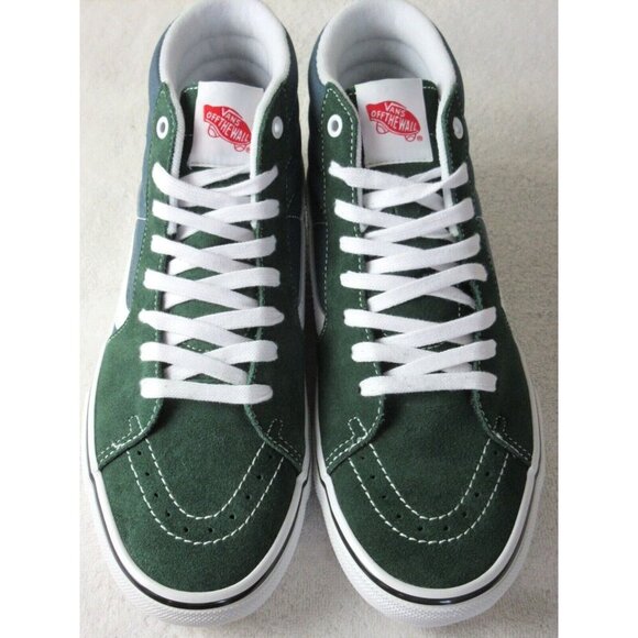 Vans Men's Skate Sk8-Hi Mountain View Blue Green Canvas Suede shoes Sizes NIB - Picture 3 of 5